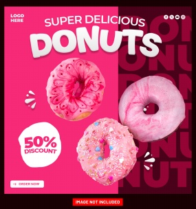 甜甜圈美食折扣主图ps素材